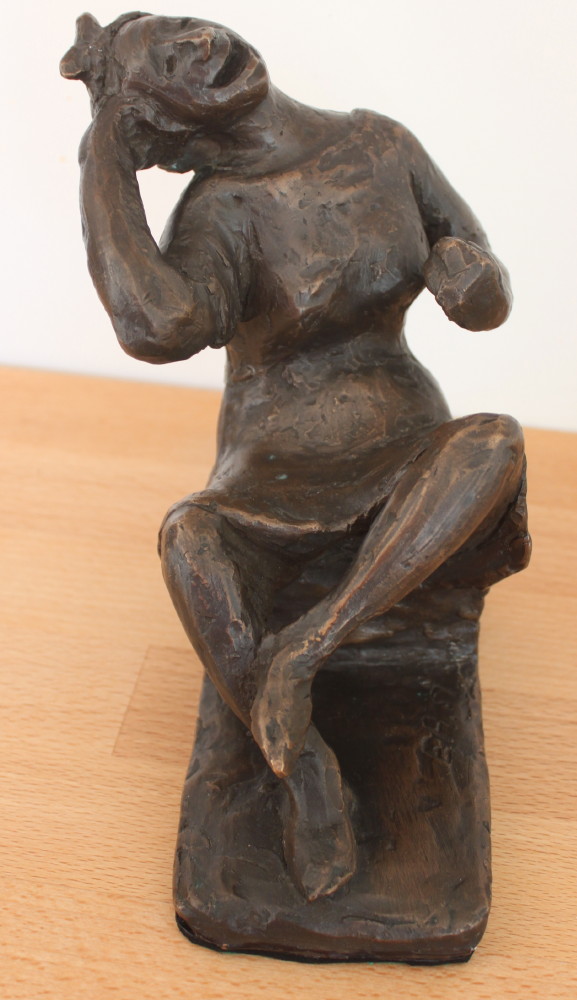 Image for Bronze Figure: Seated Girl Laughing. Bronze Figure: Seated Girl Laughing.