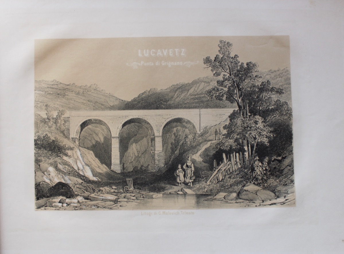 Situazione e Vedute Principali dell&rsquo; i. r. strada ferrata da Trieste a Nabresina. In Memoria del Chiudimento del Grande Viadotto di Nabresina.
