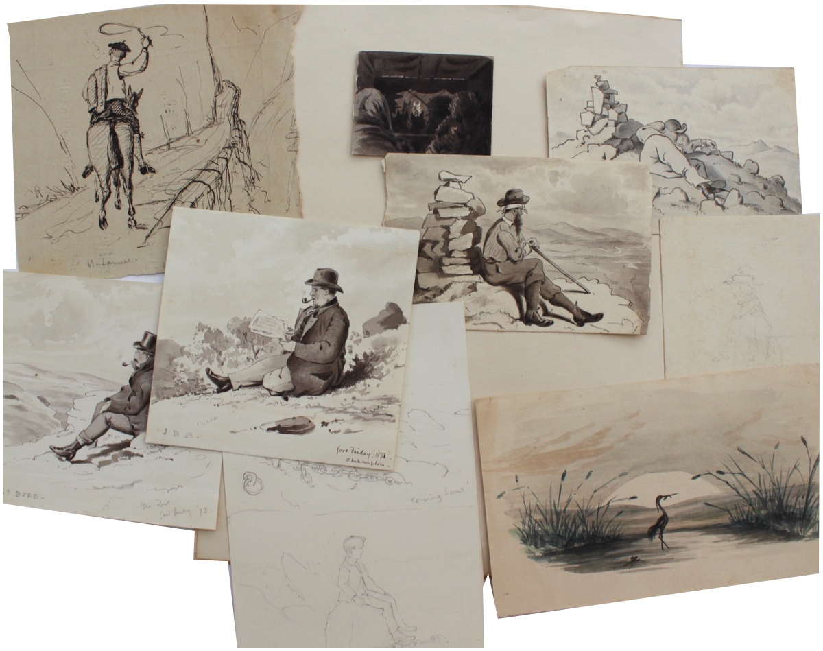 Gentlemen&rsquo;s Holiday. Original monochrome watercolours, etc.