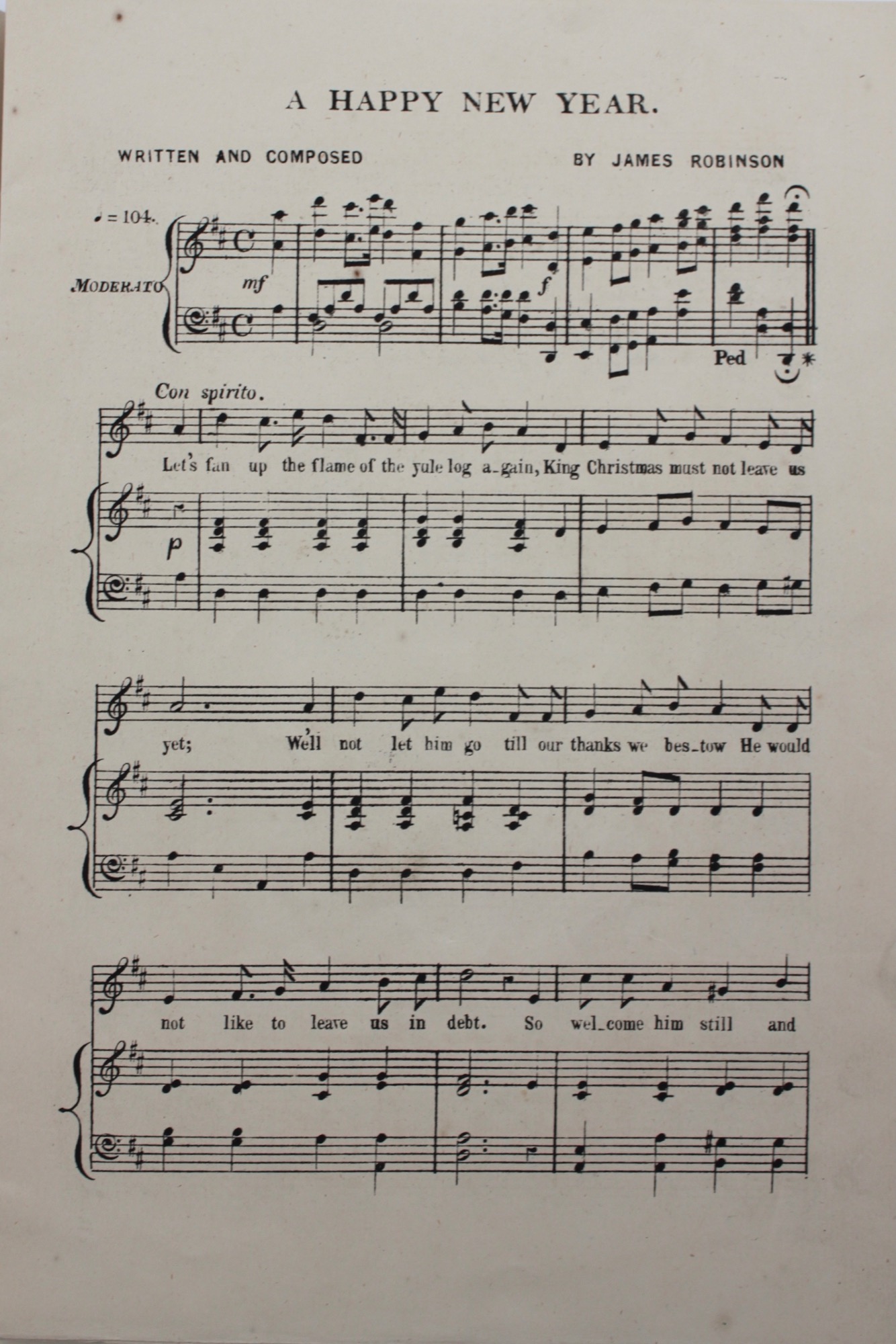 Happy New Year [Song] with chorus, by James Robinson.