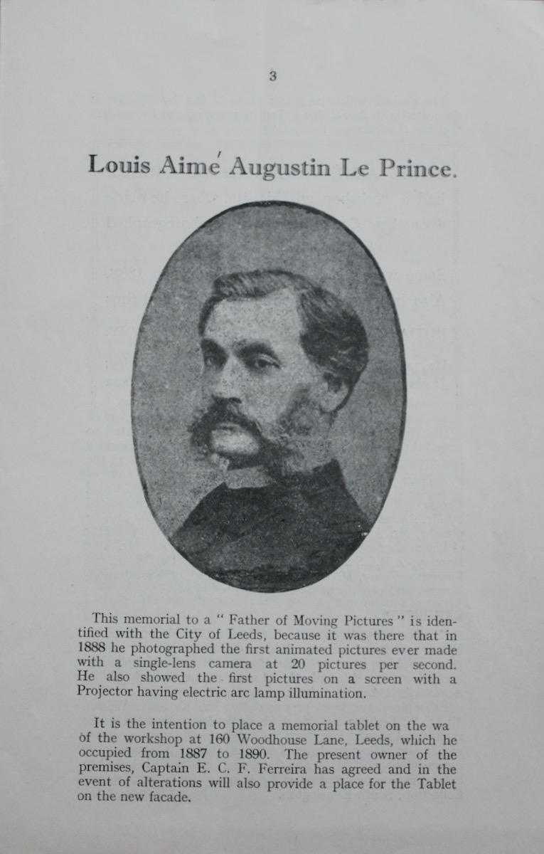 Memorial to Aim&eacute; Augustin Le Prince a &ldquo;Father&rdquo; of Kinematography.
