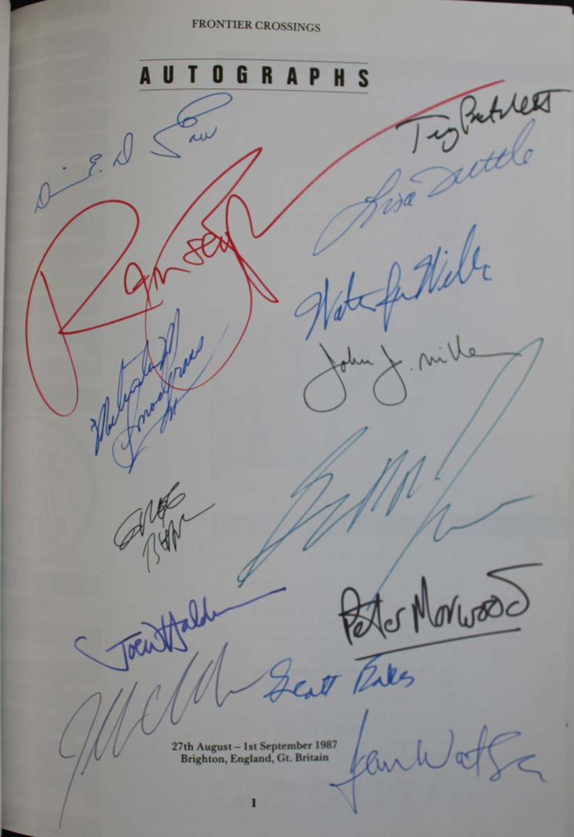 Frontier Crossings; a Souvenir of the 45th World Science Fiction Convention, Conspiracy &lsquo;87, held in Brighton, Great Britain, from August 27th to September 1st 1987.
