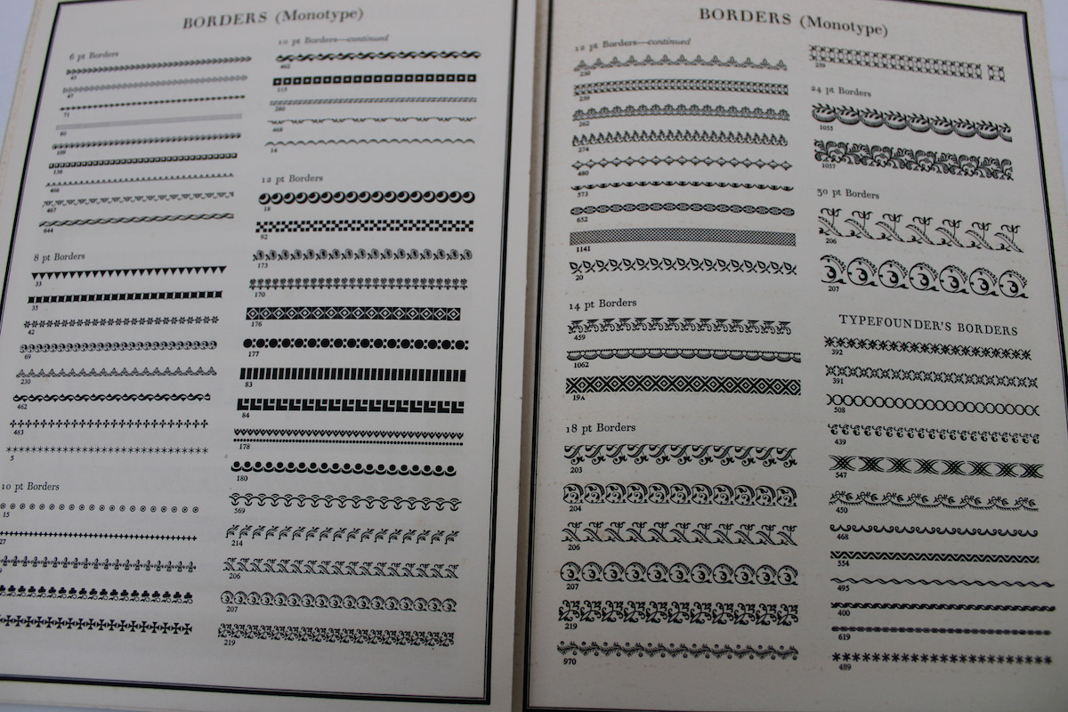 Type Faces in Use at the Curwen Press, together with a selection of Printers&rsquo; Flowers, Swelled Rules, Vignettes, Borders, &c.
