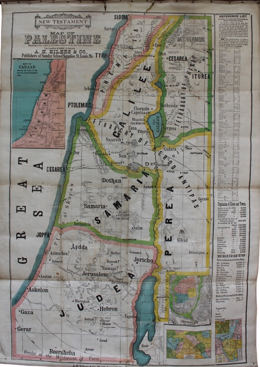 New Testament. Map of Palestine Showing every place in Palestine ...