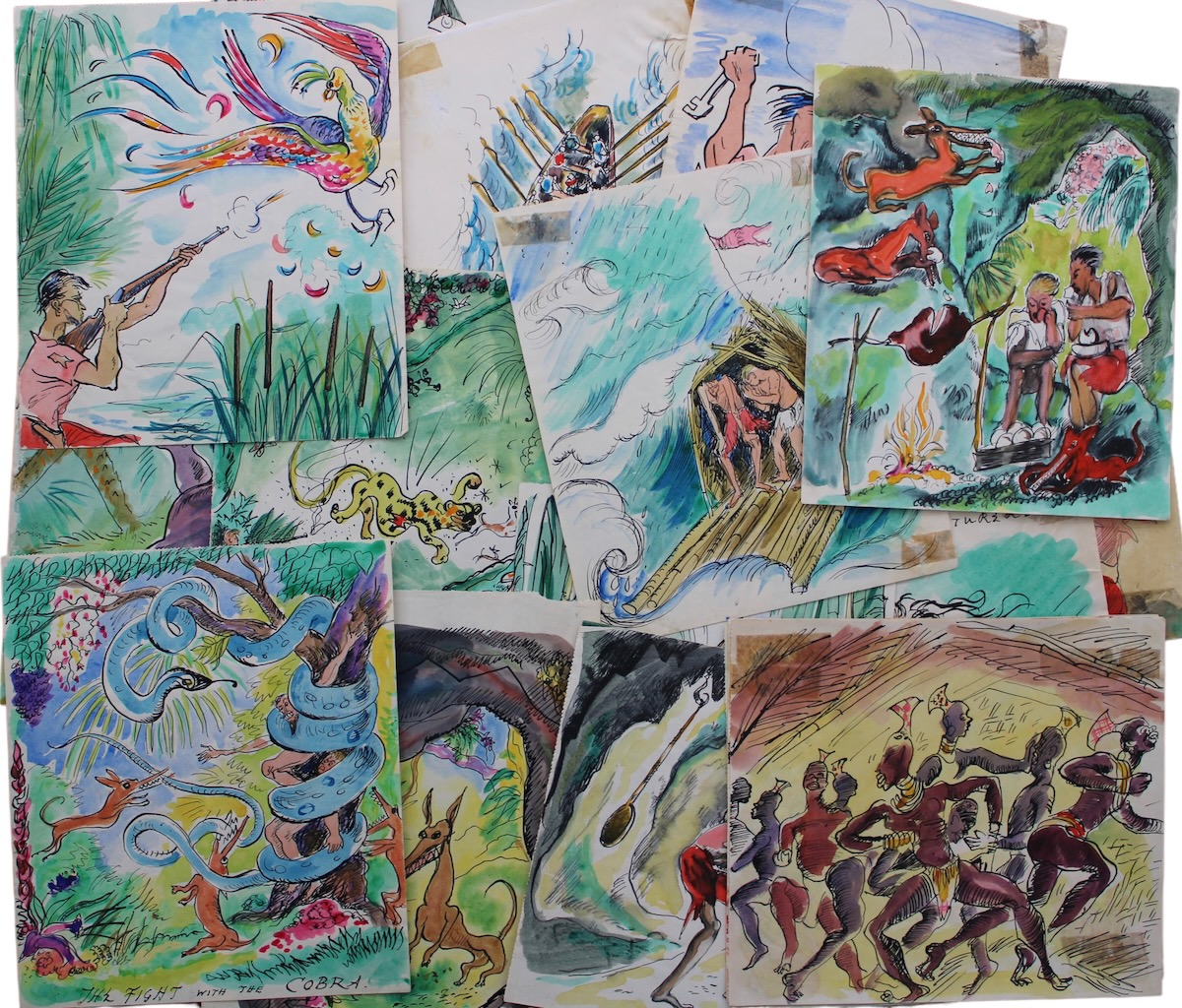 18 Unpublished Original Watercolours to illustrate “These Fine Adventures” by Donn Casey.