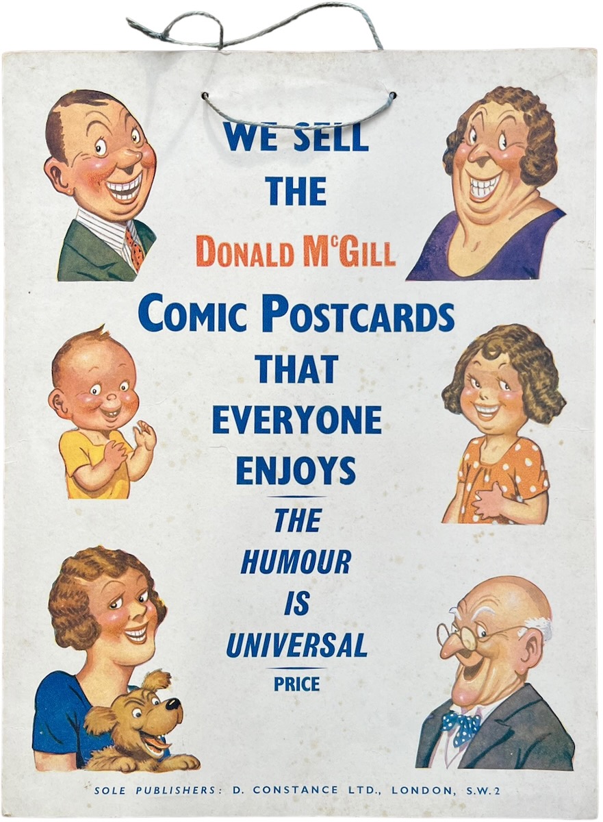 Display Showcard for Donald McGill Comic Postcards.