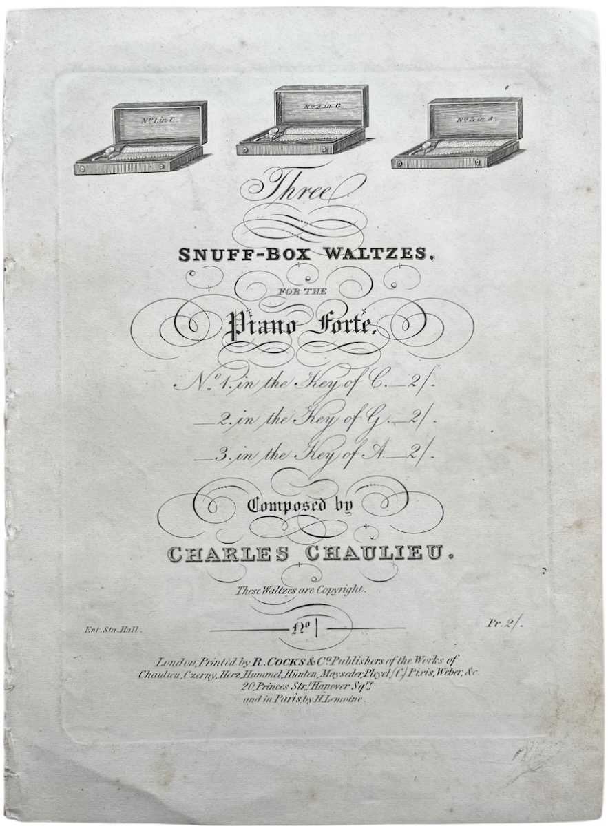 Three Snuff-Box Waltzes, for the Piano Forte.