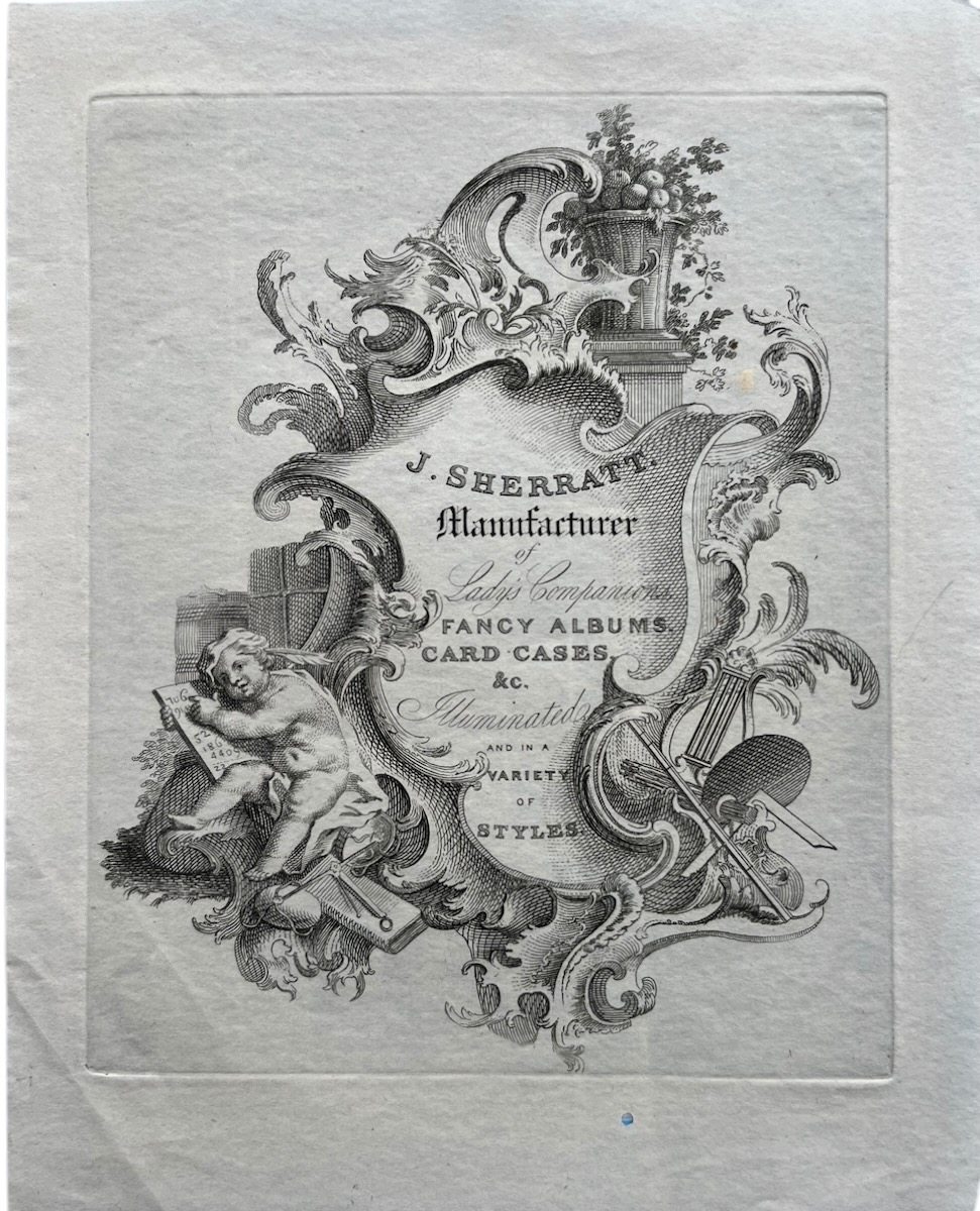 Manufacturer of Lady’s Companions, Fancy Albums, Card Cases, &c. Illuminated in a Variety of Styles.