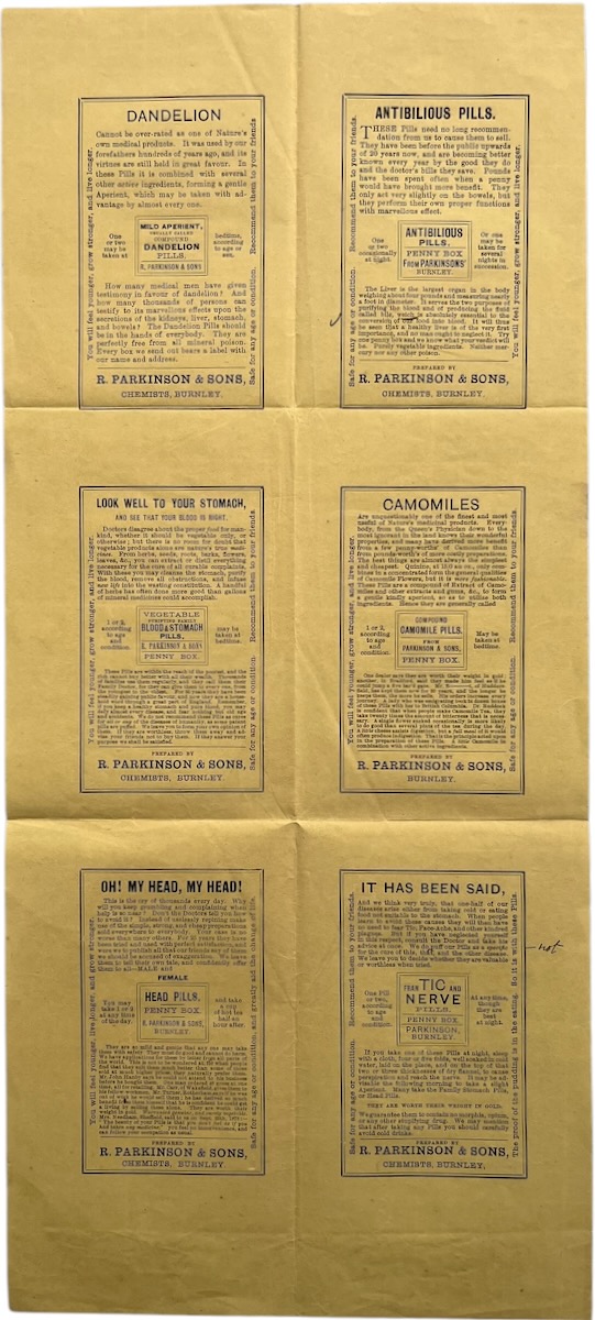 Chemists. Labels. Proof sheet.