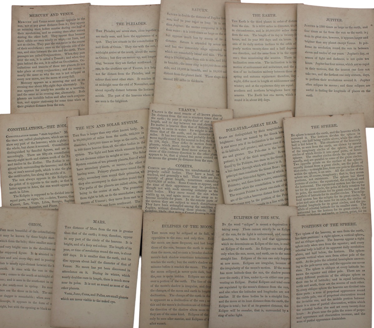 Complete [] Set of 15 Educational Cards on Astronomy.