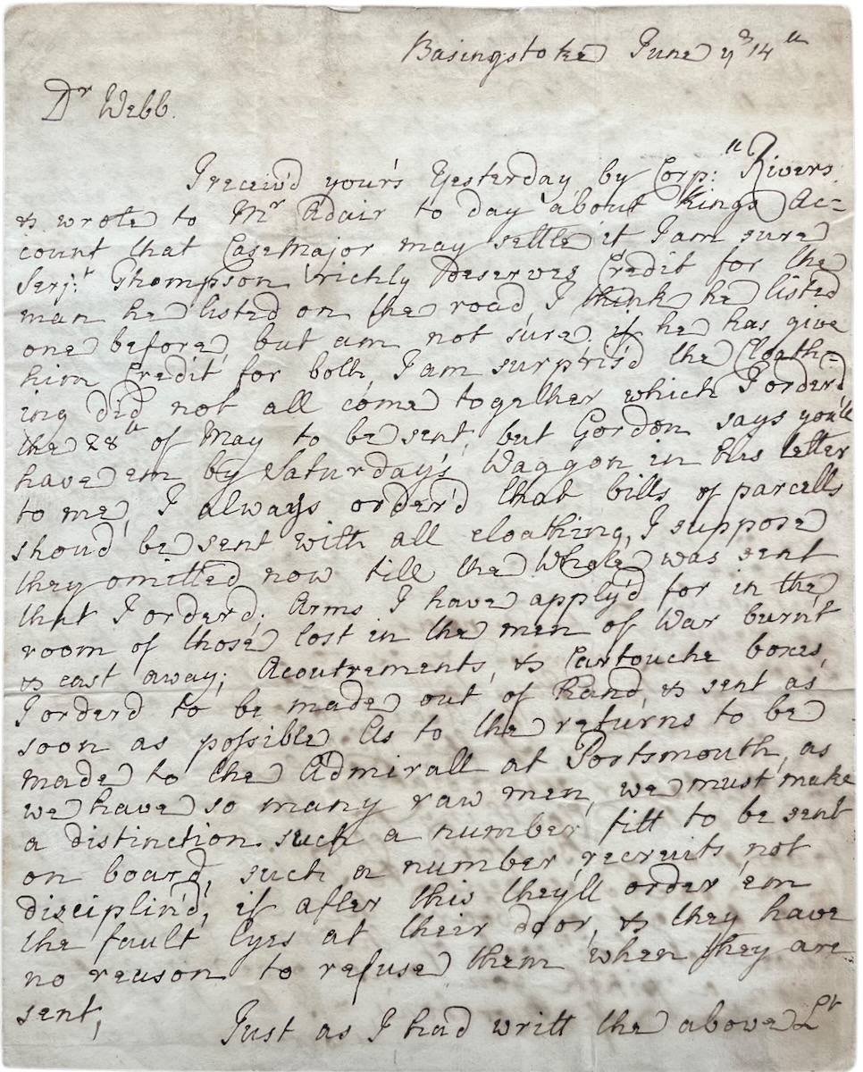 Autograph letter, signed to Dr. Webb.