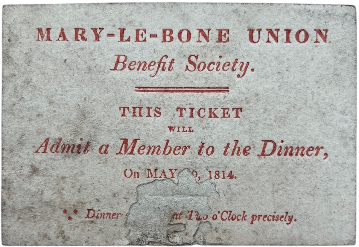 This Ticket will Admit a Member to the Dinner, on May --, 1814.