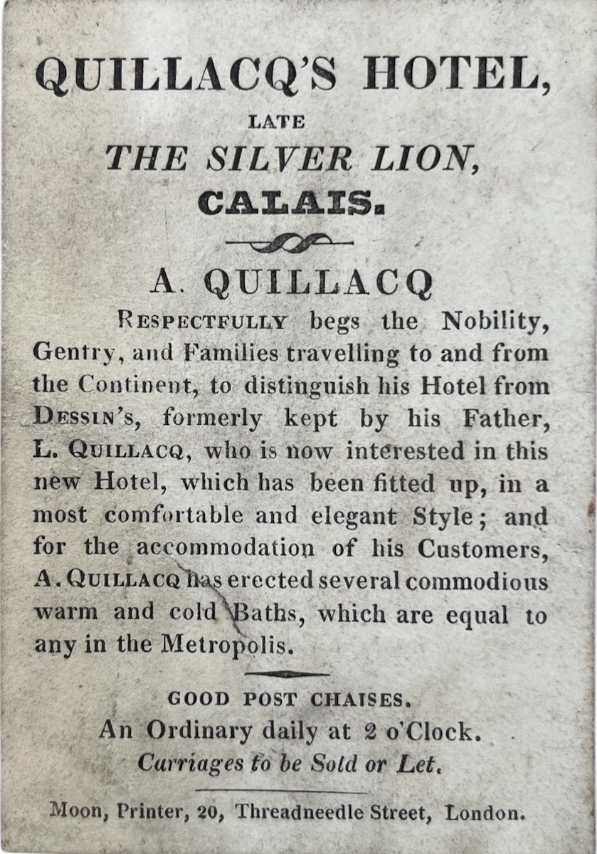 Hotel Quillacq, ci-devant du Lion d&rsquo;Argent, &agrave; Calais.