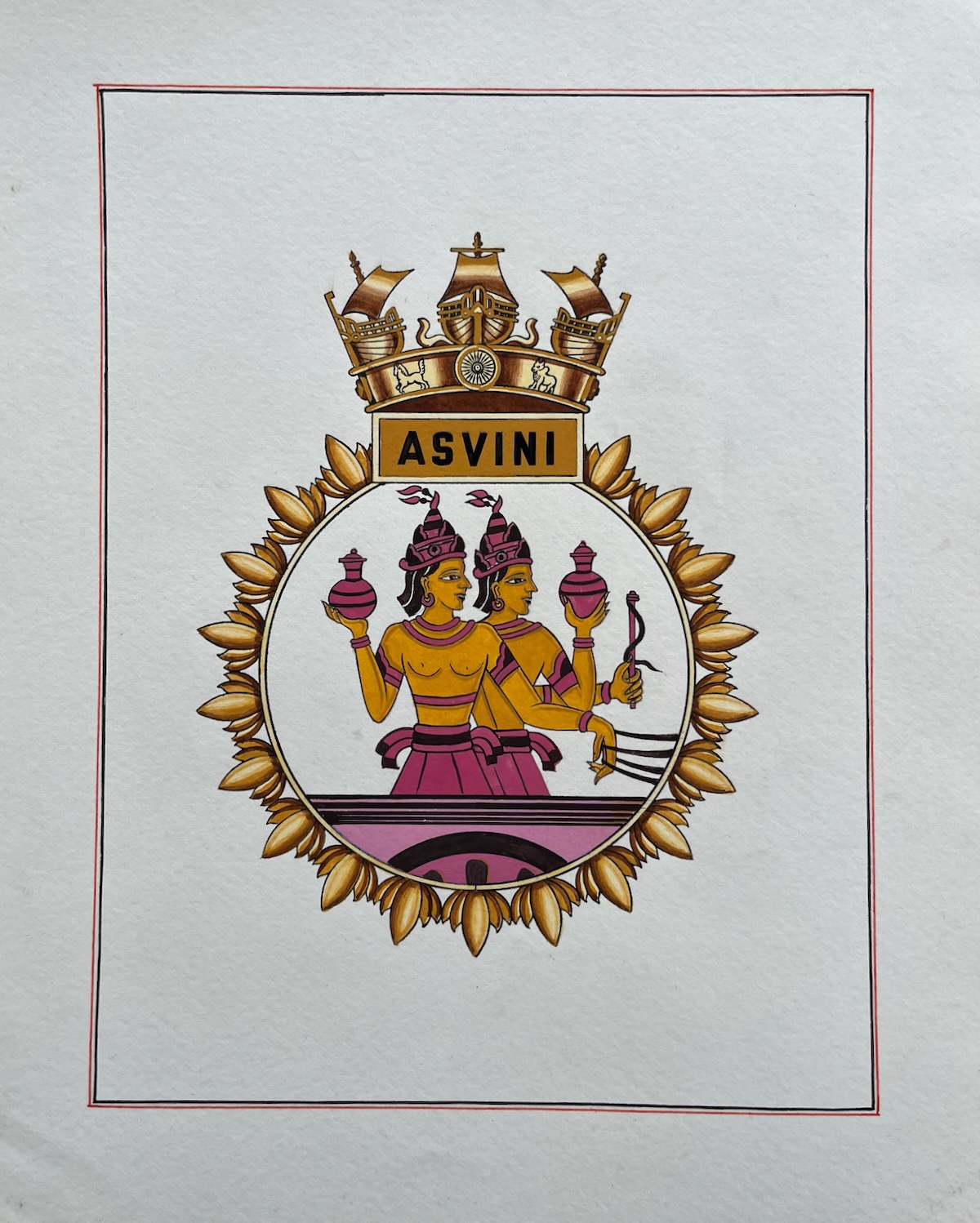 Collection of Hand Drawn Crests of Indian Naval Vessels.
