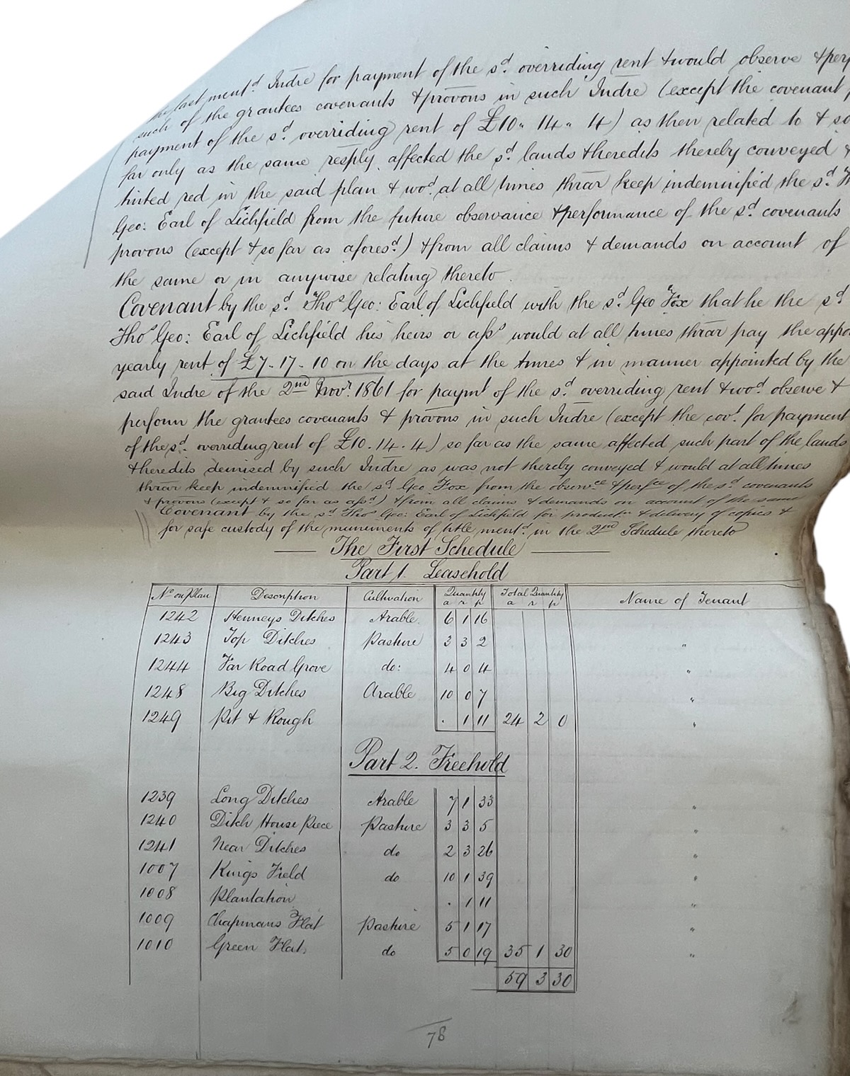 Abstract of Title of the trustees and Executors of the late George Fox Esq. to Elmhurst Hall & Land and Buildings containing 722 axres or thereabouts situate in the Parishes of St. Chad and Kings Bromley, near Lichfield, Staffordshire. [with] Conveyance of Elmhurst Hall and Lands and Premises si