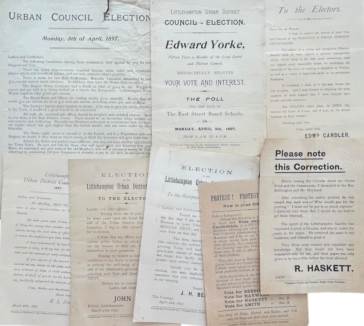 Election of the Littlehampton Urban District Council, 1897.