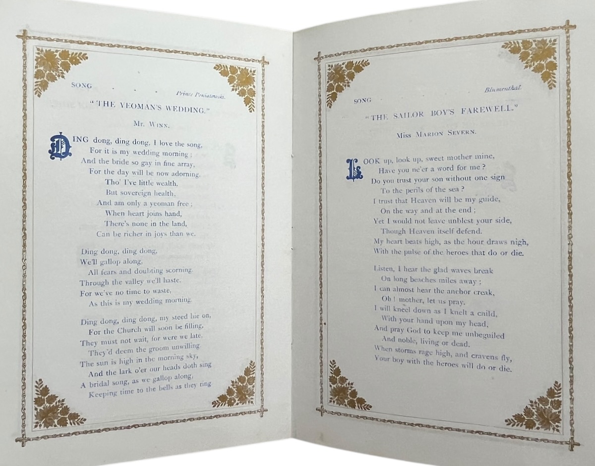 [Programme] Banquet to the Lord Mayor, Vintners&rsquo; Hall, 5th Day of November, 1877. Chairman: Thomas Rudkin.