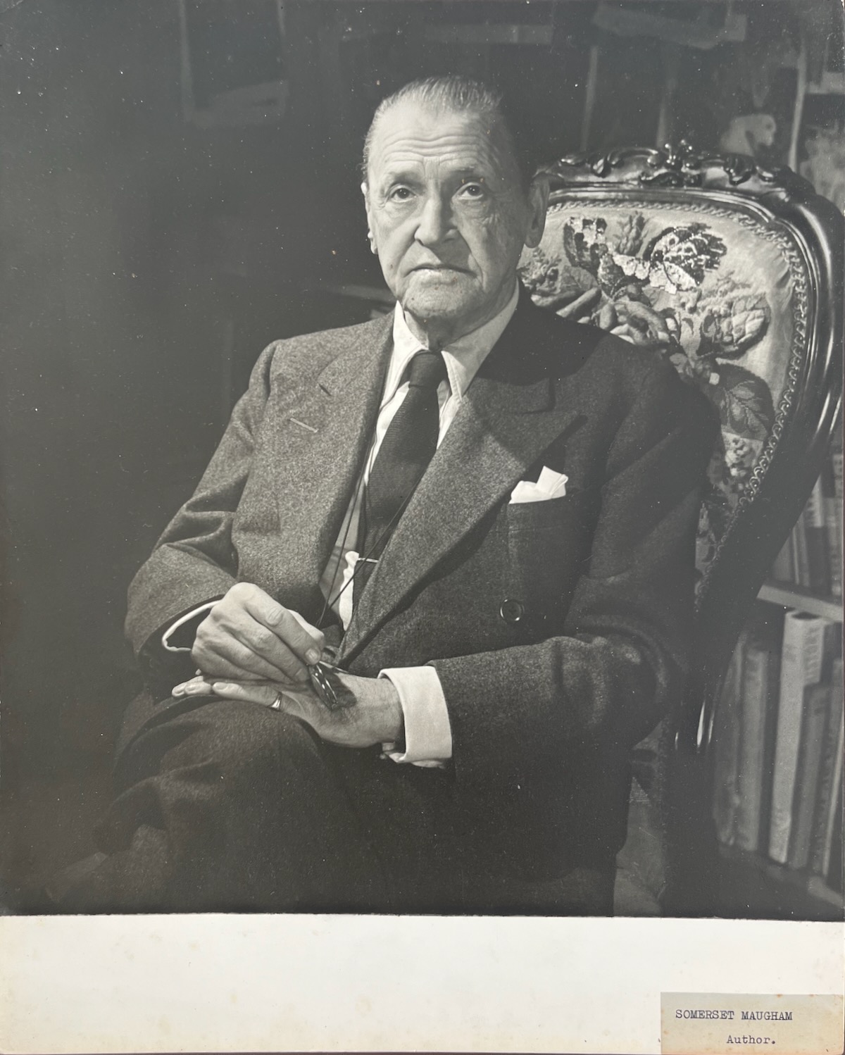 WILLIAM SOMERSET MAUGHAN. English Writer. 1874 - 1965. Photographed by DOUGLAS GLASS.