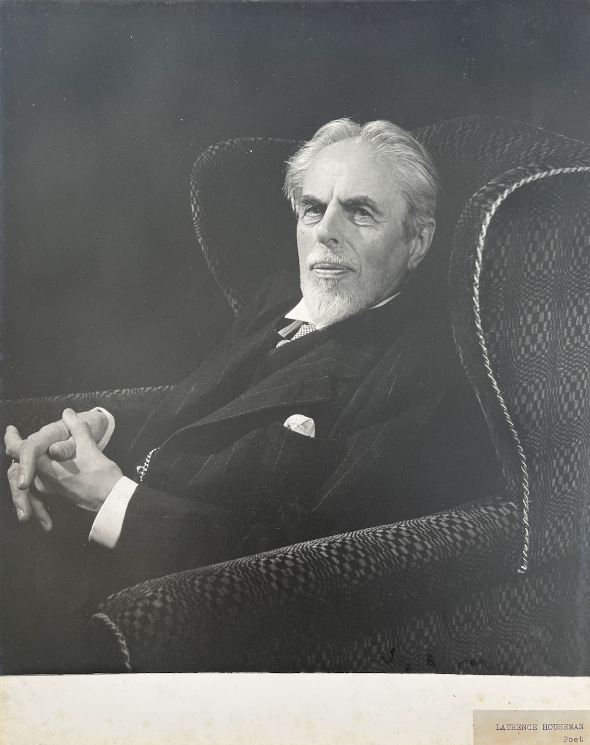 LAURENCE HOUSMAN. English Writer, Playwright and Illustrator. 1865 - 1959. Photographed by DOUGLAS GLASS.