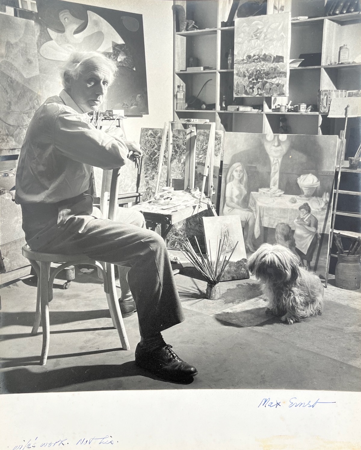 MAX ERNST. German Painter, Sculptor, Graphic Artist and Poet. [In Dorothea Tanning&rsquo;s Studio] 1891 - 1976. Photographed by DOUGLAS GLASS.