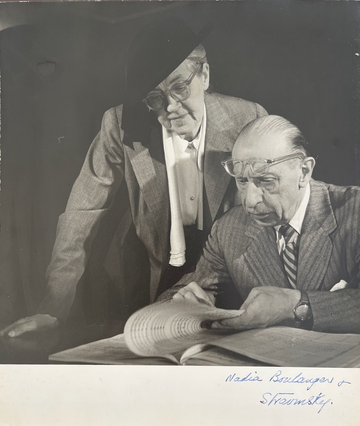 [Stravinsky] Russian Composer. 1882 - 1971. [Boulanger] French Composer and Conductor. 1887 - 1979. Photographed by DOUGLAS GLASS.