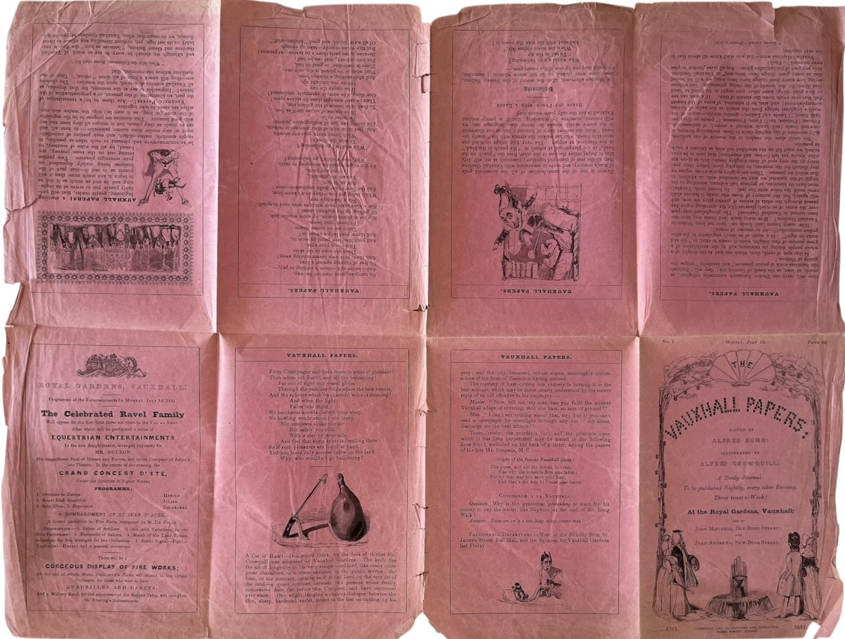 The Vauxhall Papers. Numbers 1, 7, 8, 9, 11, 12 and 14. Illustrated by Alfred Crowquill.