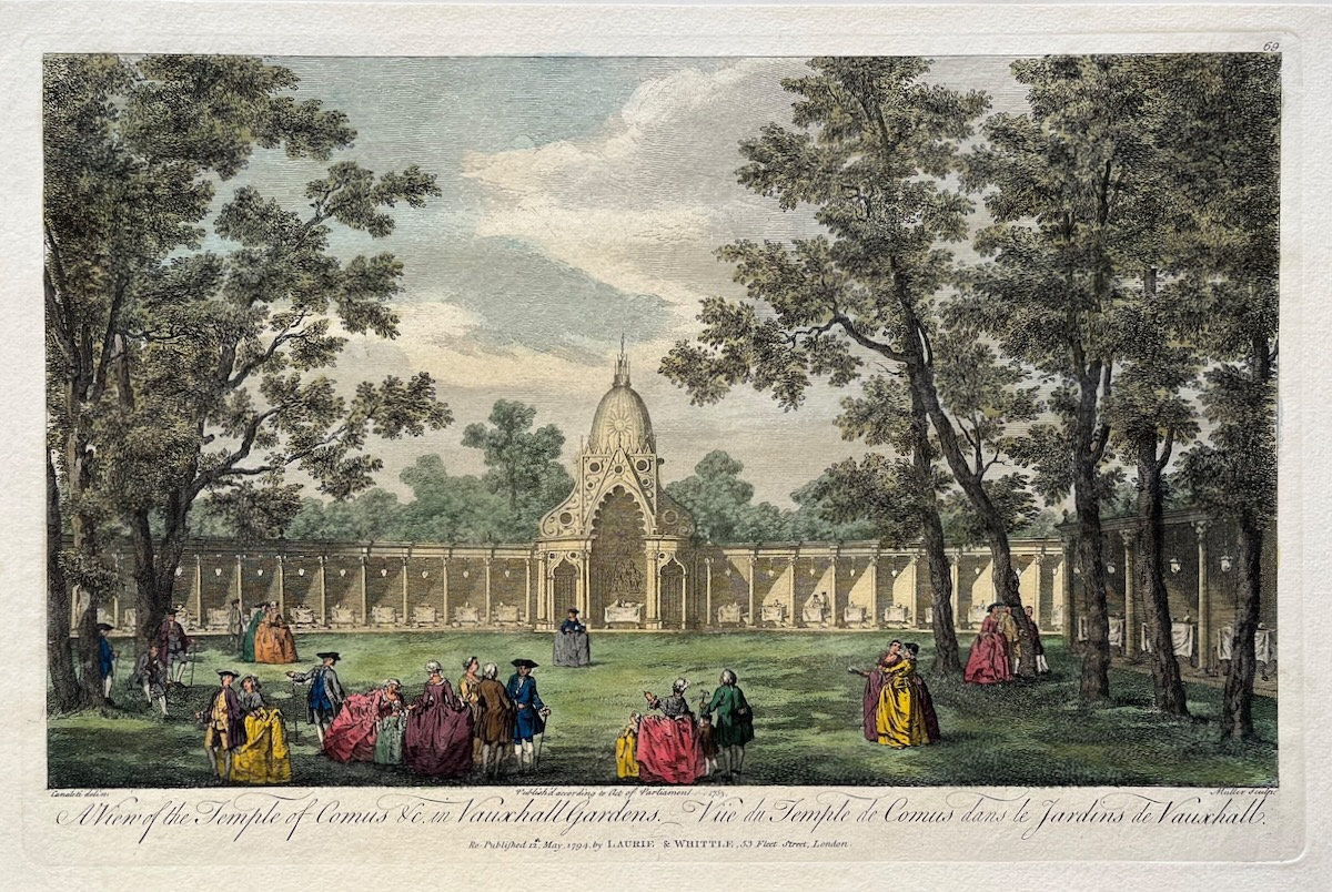 A View of the Temple of Comus &c. in Vauxhall Gardens. Engraved by M&uuml;ller.