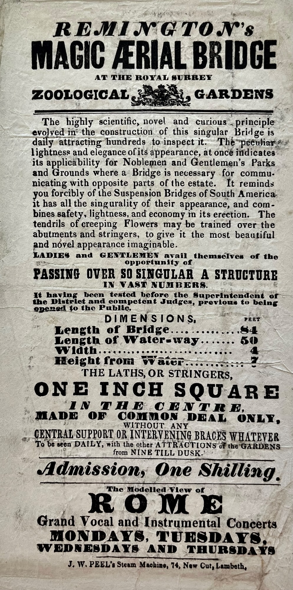 Remington&rsquo;s Magic Aerial Bridge. Ladies and Gentlemen avail themselves of the opportunity of passing over so singular a structure in vast numbers. The Modelled View of Rome.