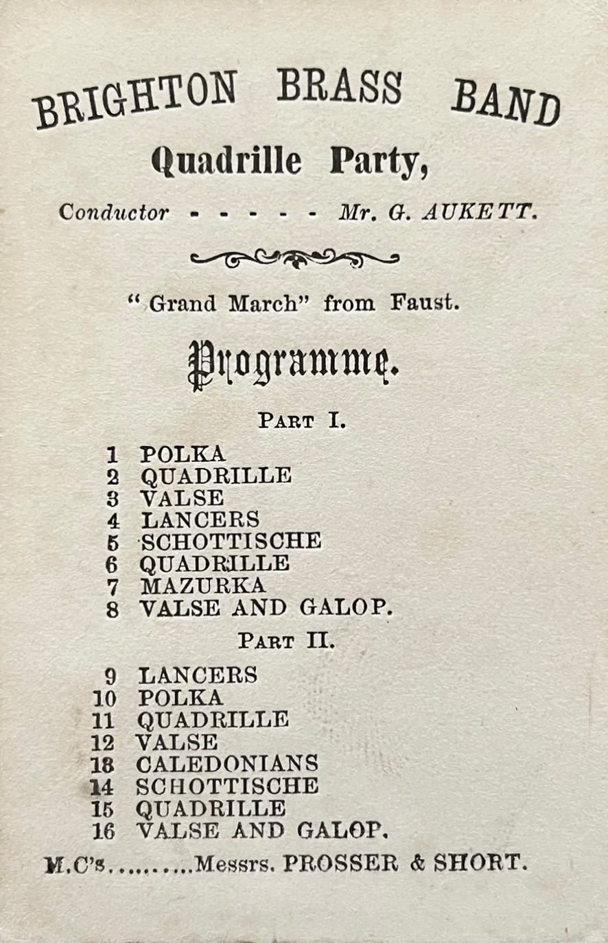 Quadrille Party. Conductor Mr. G. Aukett.
