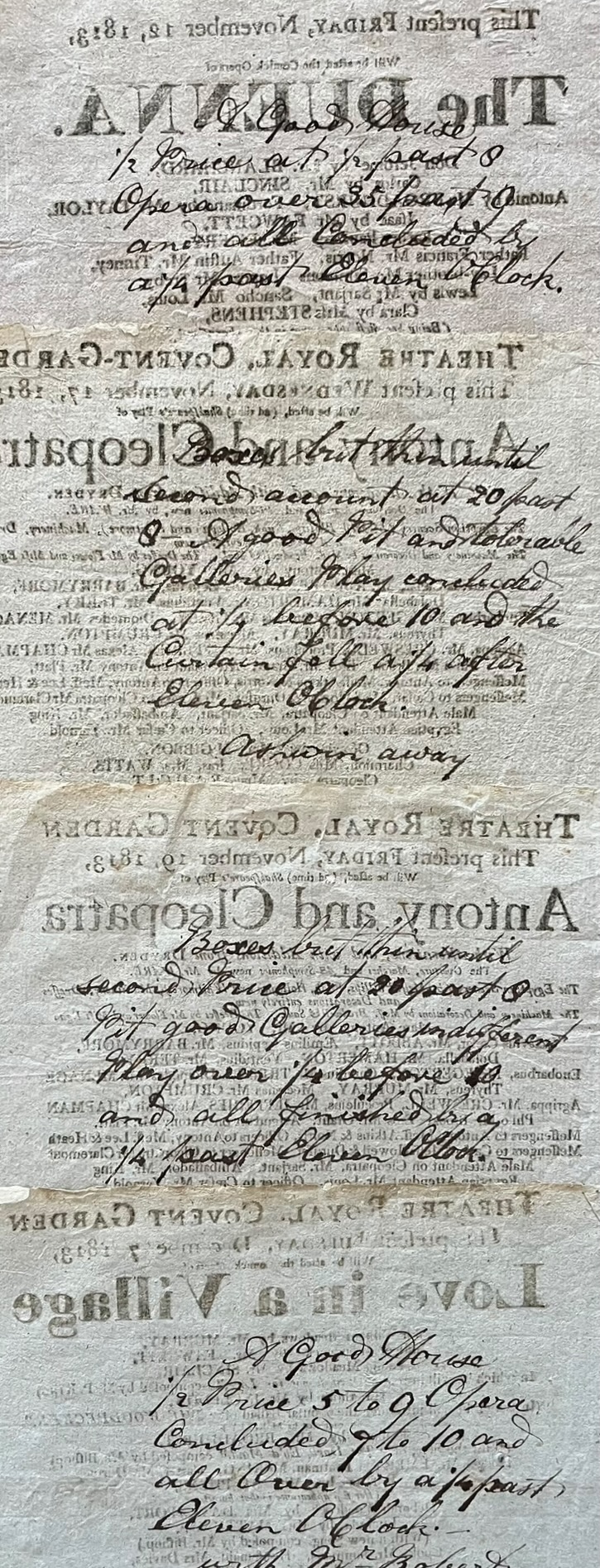 Four Playbills for 1813.