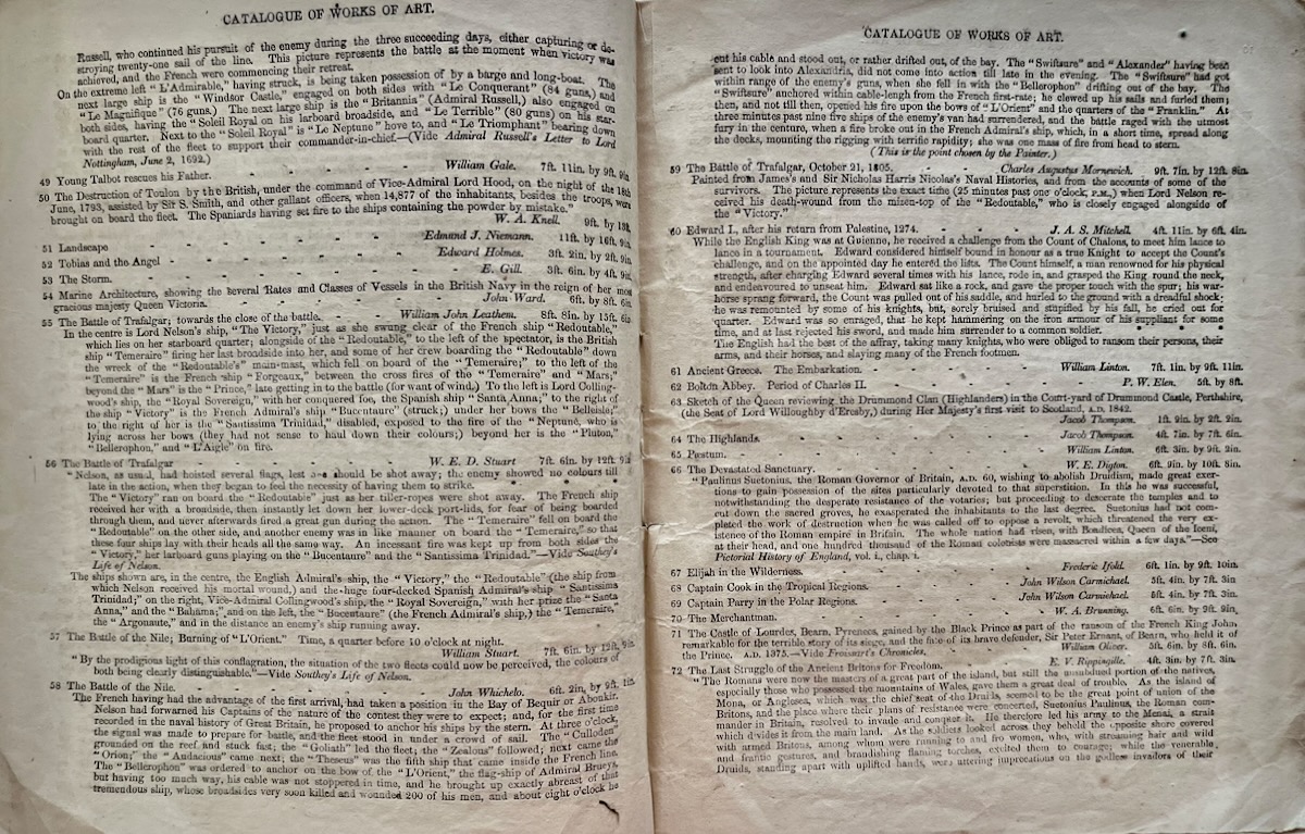 [Historical] Catalogue of Works of Art Sent in, Pursuant to the Notices Issued by Her Majesty&rsquo;s Commissioners for the Fine Arts, for Exhibition in Westminster Hall.