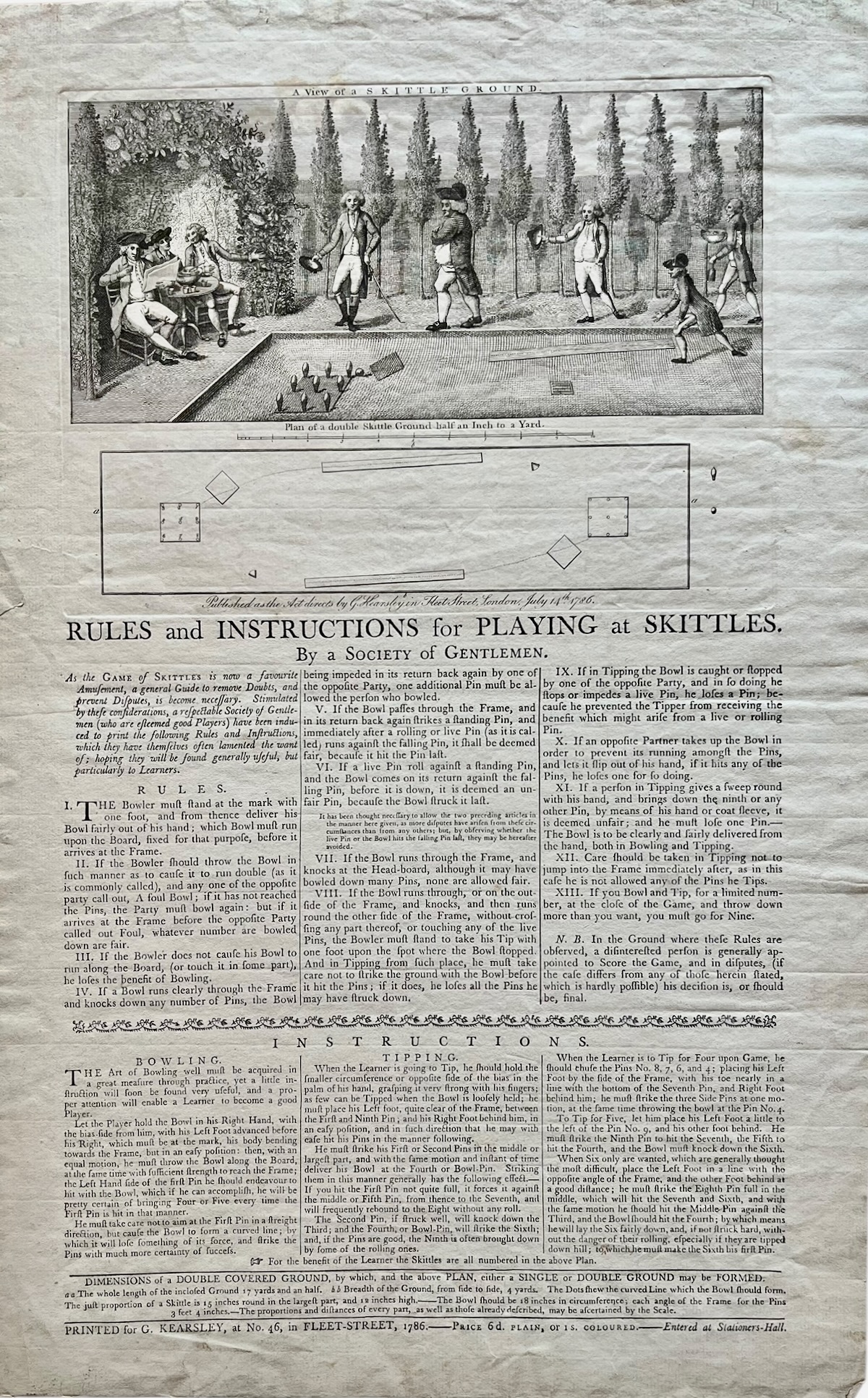 Rules and Instructions for Playing at Skittles. By a Society of Gentlemen.