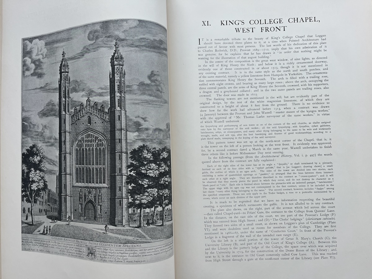 Cantabrigia Illustrata (First Published in 1690); A Series of Views of the University and Colleges and Eton College; edited, with a Life of Loggan, an Introduction, and Historical and Descriptive Notes, by J.W. Clarke.