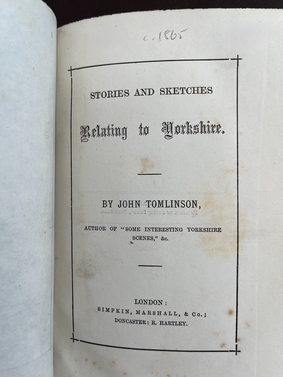 Stories and Sketches Relating to Yorkshire.