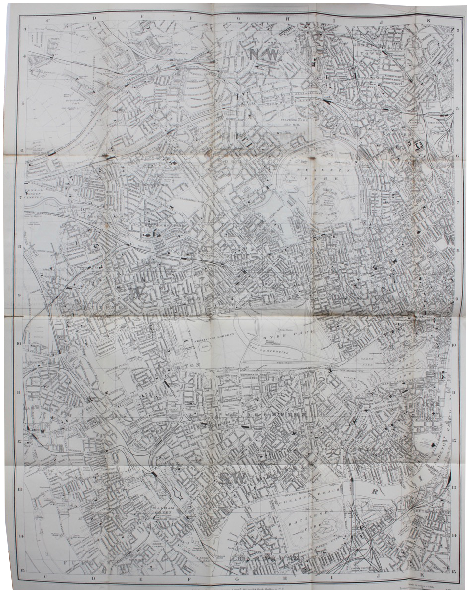 Kelly&rsquo;s Map of Kensington, Notting Hill, Brompton, Knightsbridge, Paddington, Bayswater, Kensal Green and Battersea.