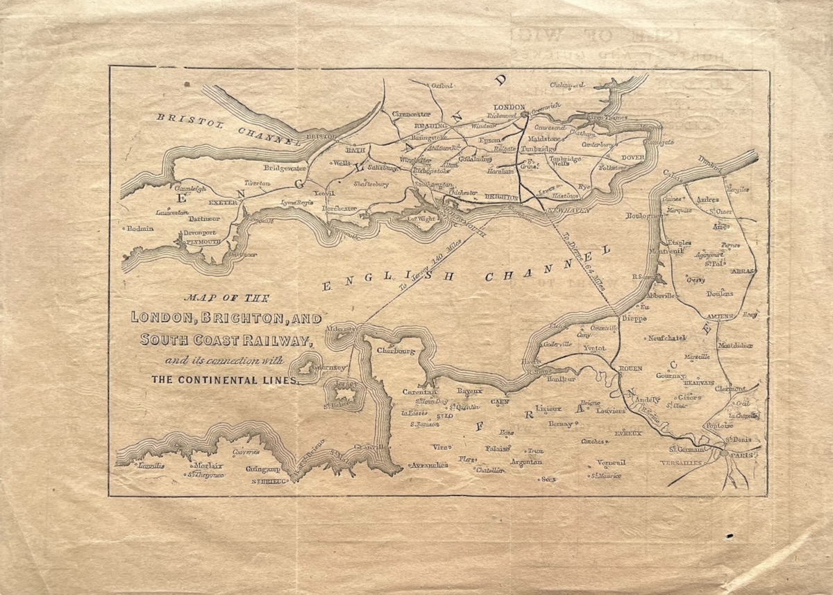 Map of the London, Brighton and South Coast Railway and its Branches. [with verso] Map of the London, Brighton, and South Coast Railway, and its Connections with Continental Lines.