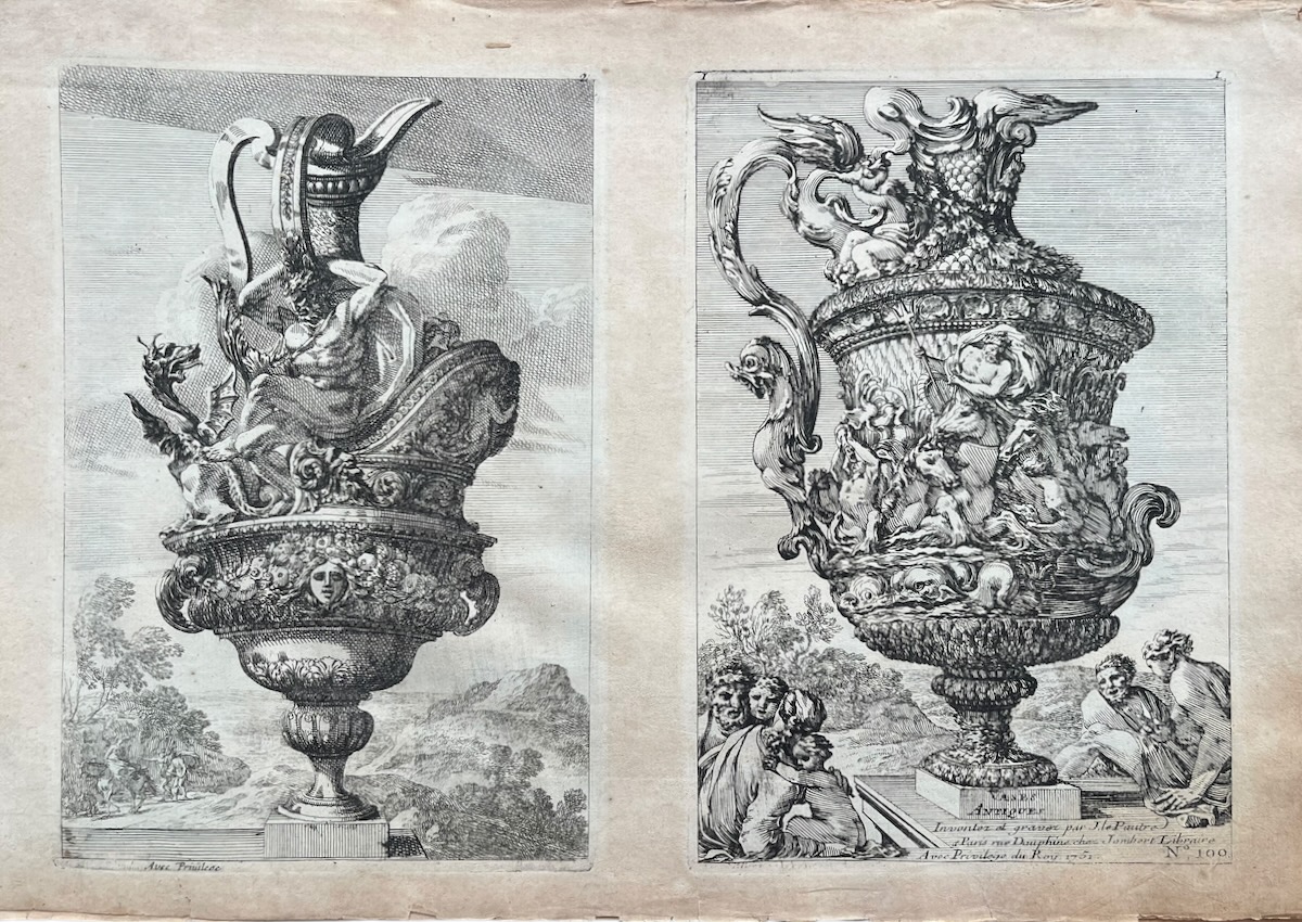 Salieres et Cartouches [Fontaines, Cuvettes et Cartouches] Invent&eacute;s et Grav&eacute;s par i. le Pautre.