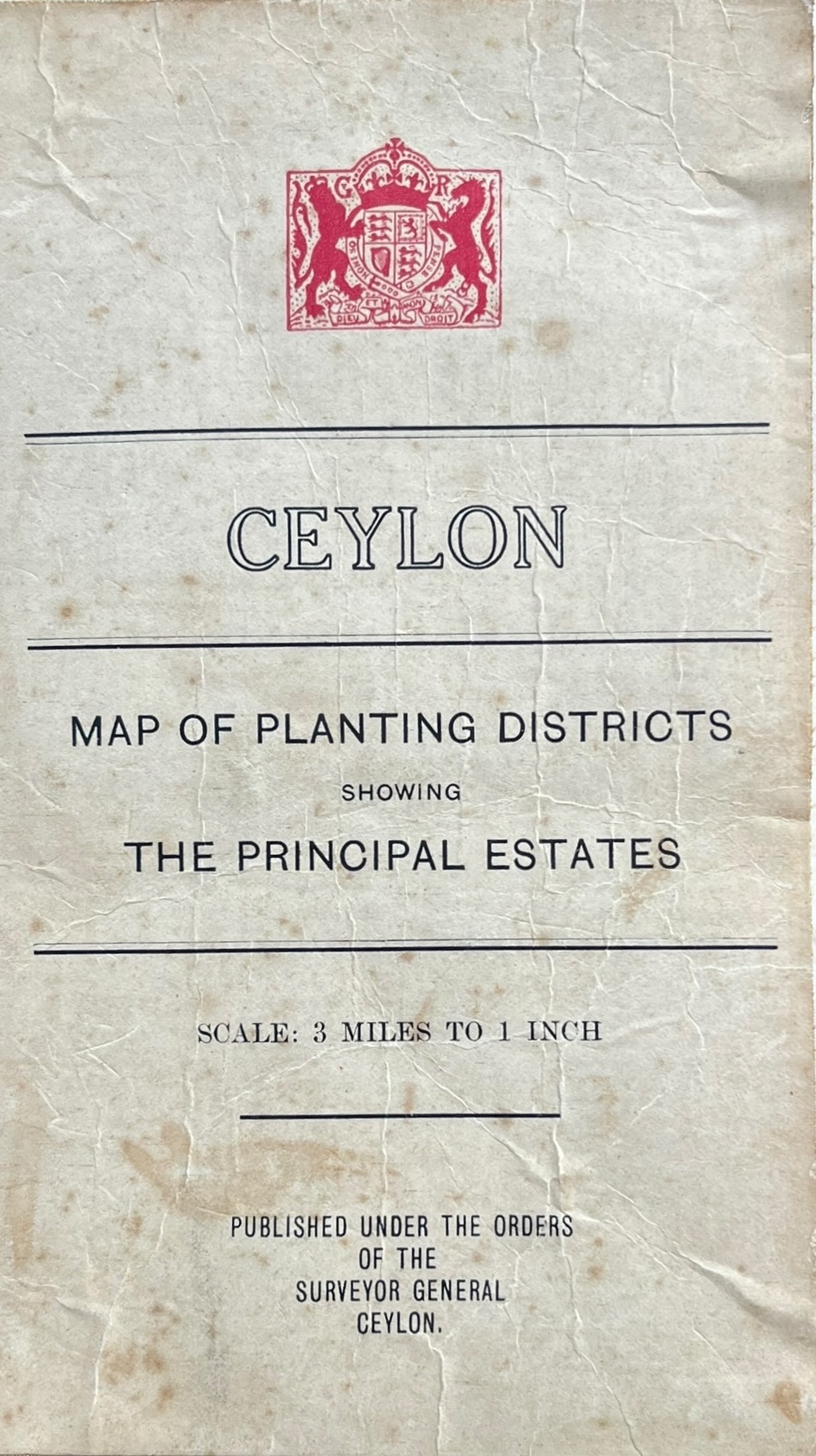 Diagram of the Planting Districts of Ceylon Showing the Principal Estates. Scale 3 miles to on inch.