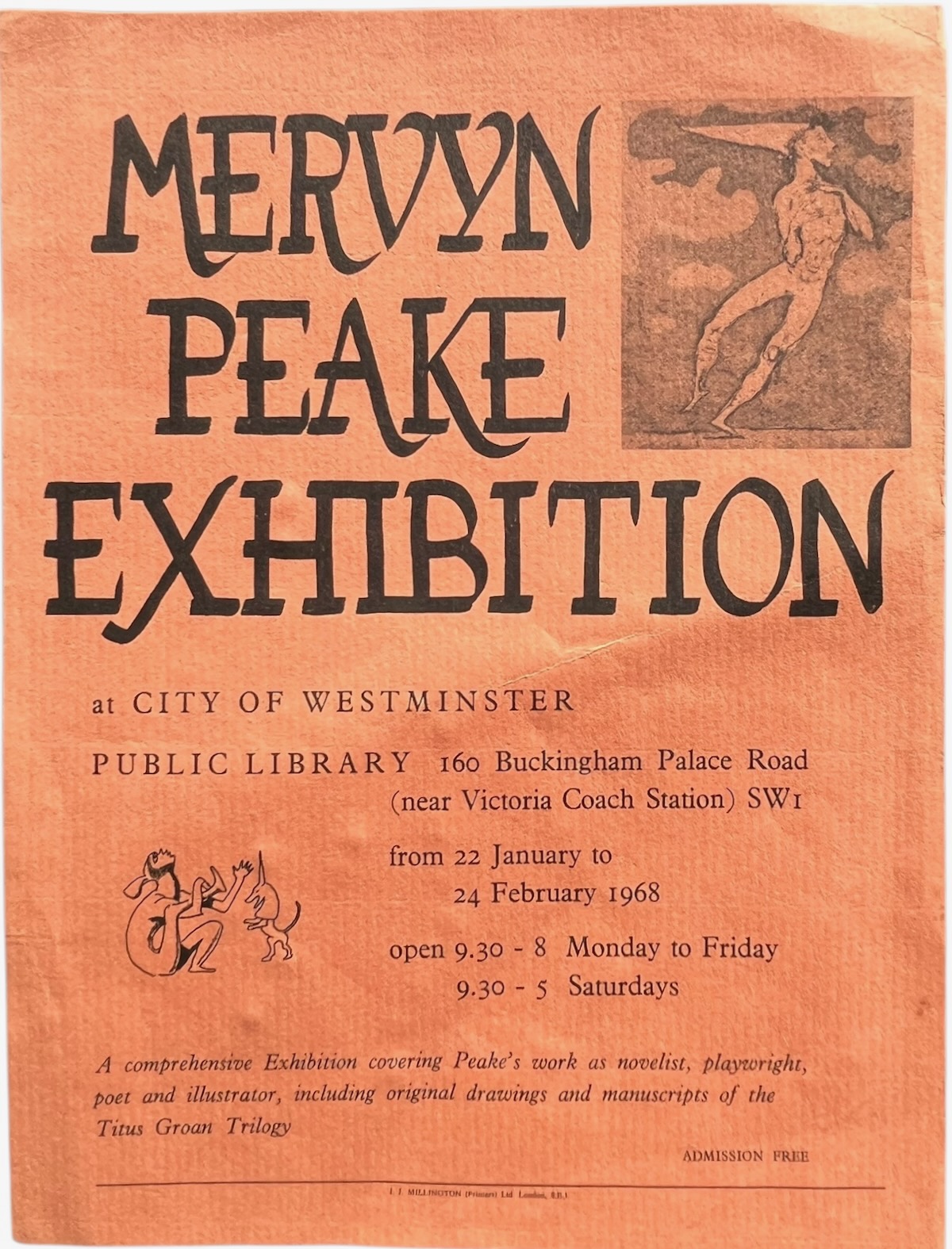 Mervyn Peake Exhibition at City of Westminster Public Library.
