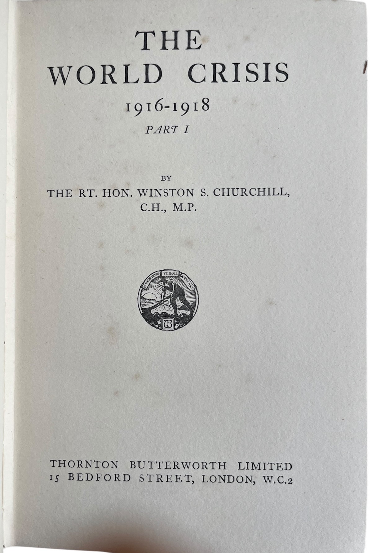 The World Crisis. Volumes 1 - 5. All First Editions, First Printings in dust wrappers.
