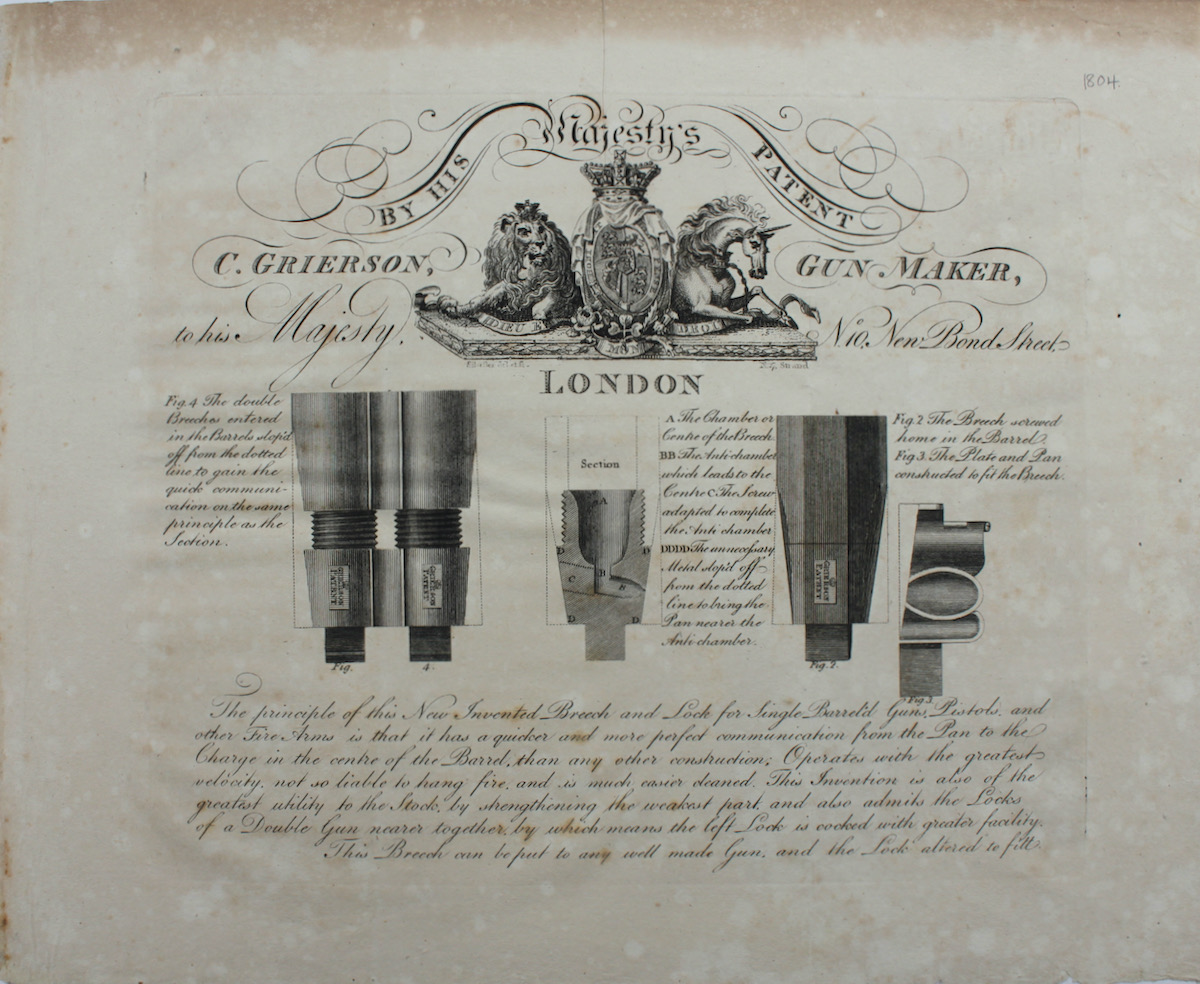 Gun-Maker. New Invented Breech and Lock for Single Barrel.
