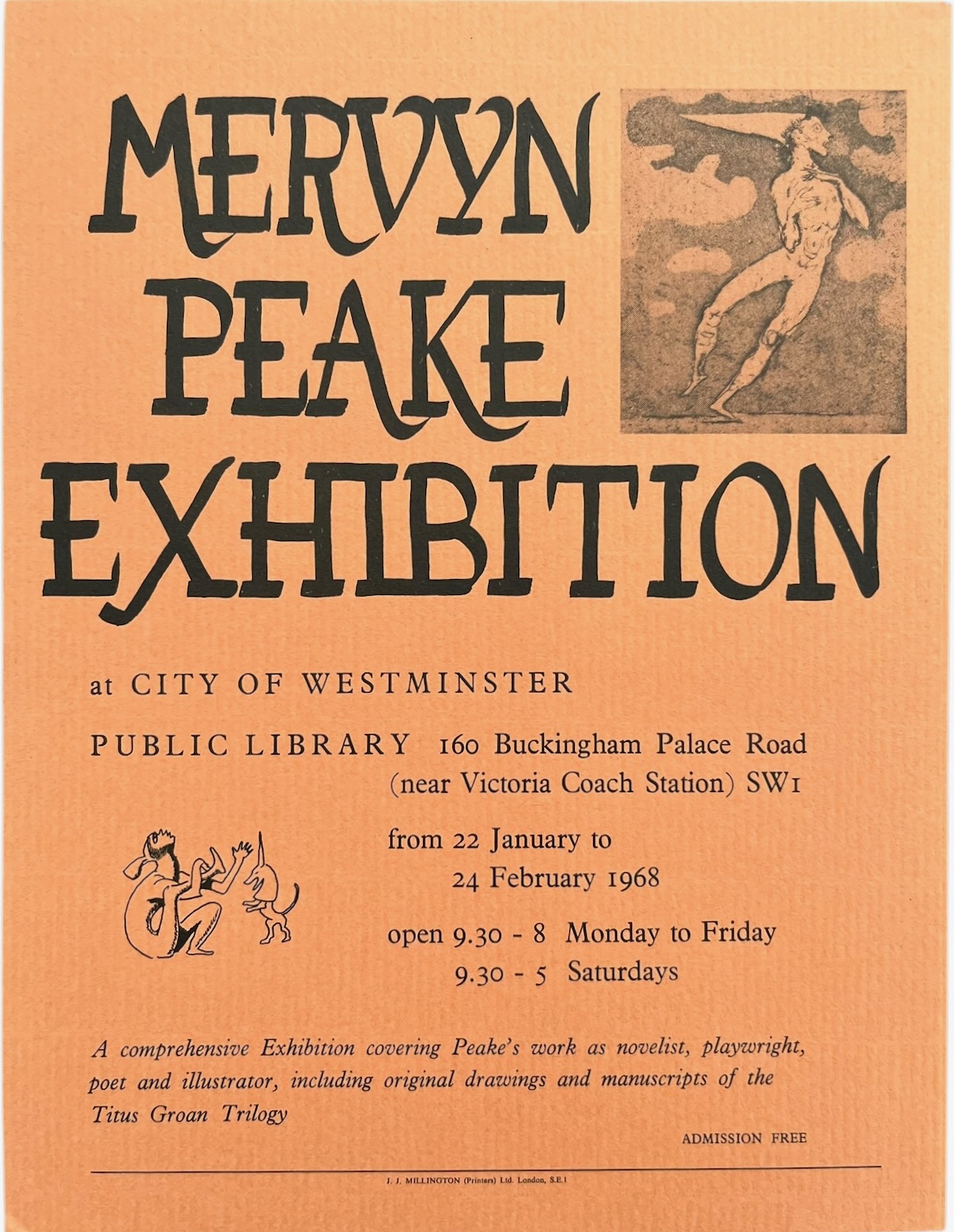 Mervyn Peake Exhibition at City of Westminster Public Library.