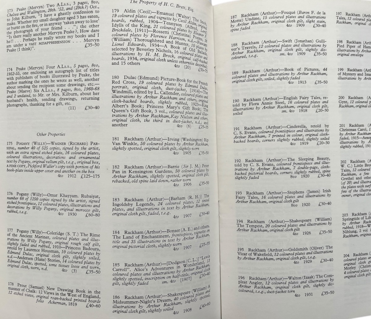 [Auction Catalogue] Catalogue of English Illustrated and Private Press Books and Related Drawings.