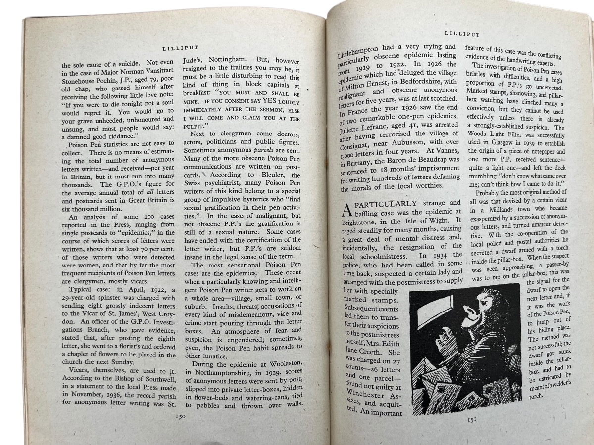 Three illustrations to the short story, &lsquo;The Wasp in the Letterbox&rsquo; by Maurice Richardson.