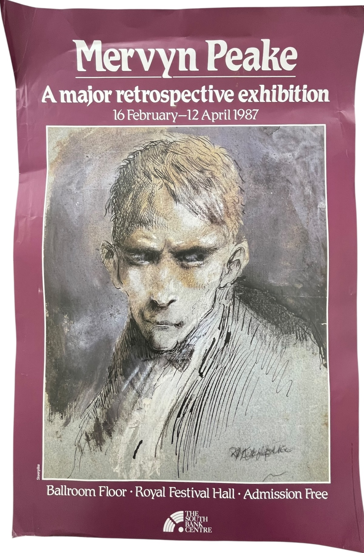 Mervyn Peake. A major retrospective exhibition. 16 February - 12 April 1987.Exhibition Poster. Featuring Steerpike.