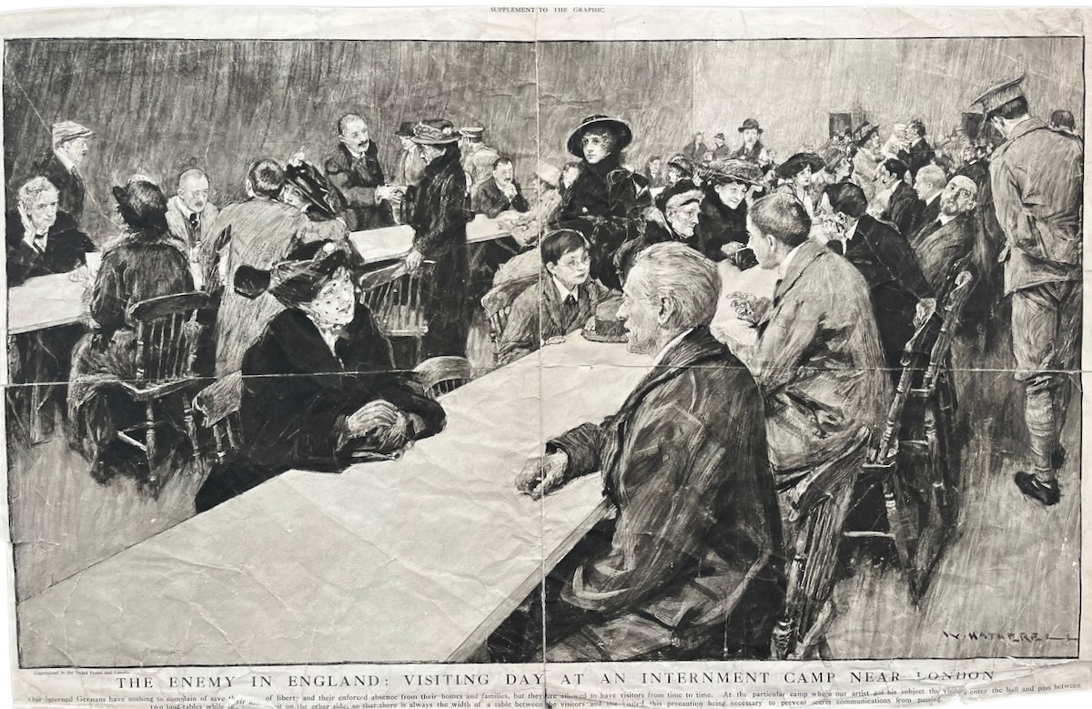 The Enemy in England: Visiting Day at an Internment Camp Near London.