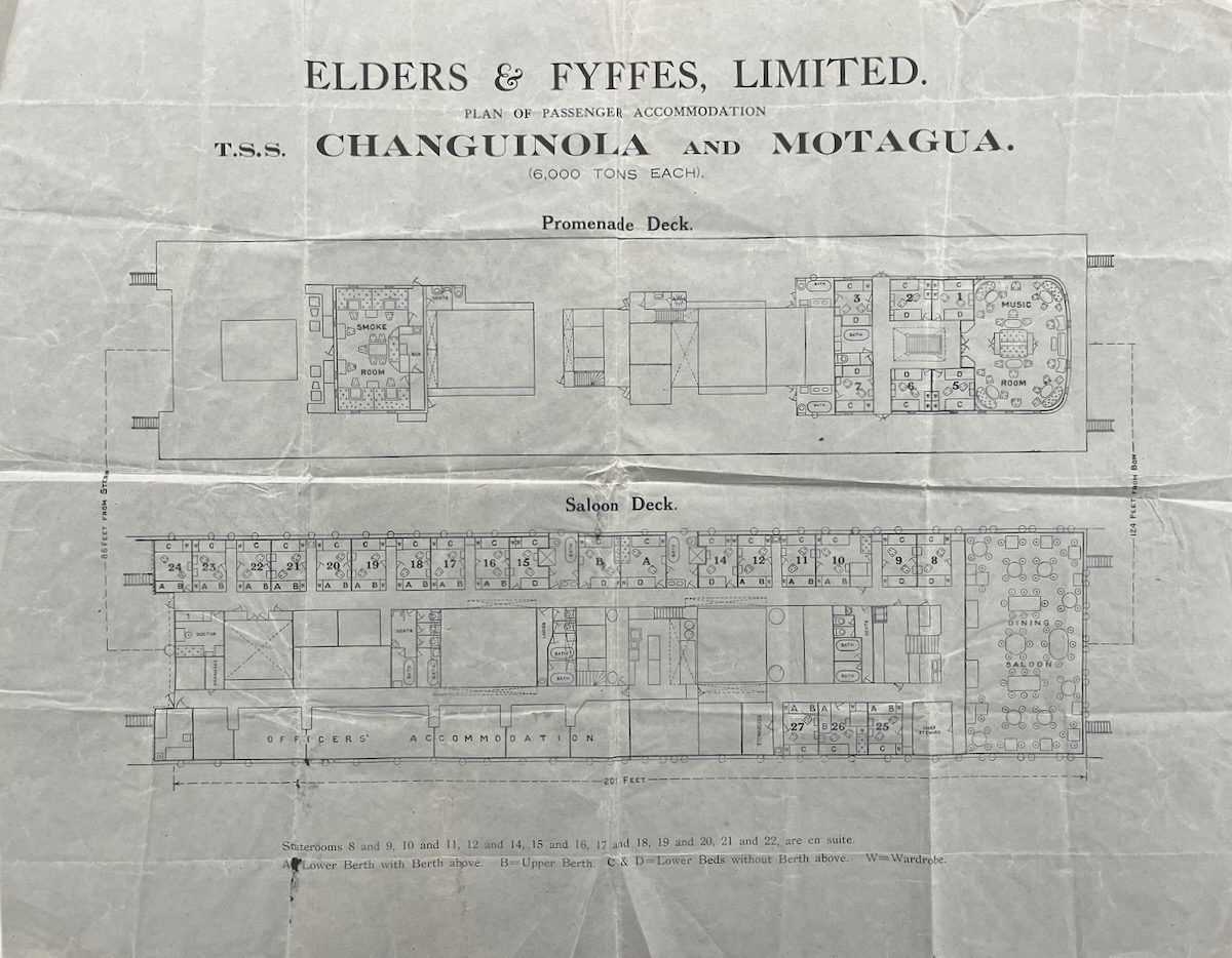 Plan of Passenger Accommodation T.S.S. Changuinola and Matagua.