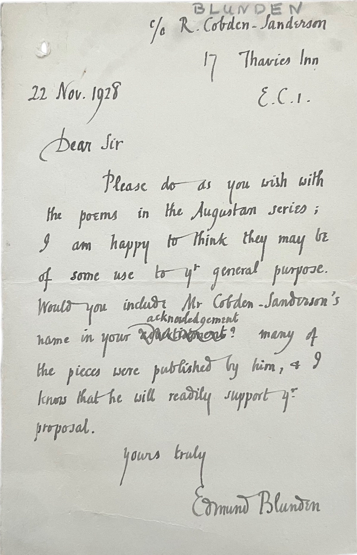 Autograph Letter, Signed.