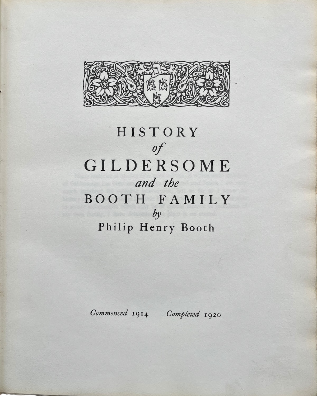 History of Gildersome and the Booth Family.