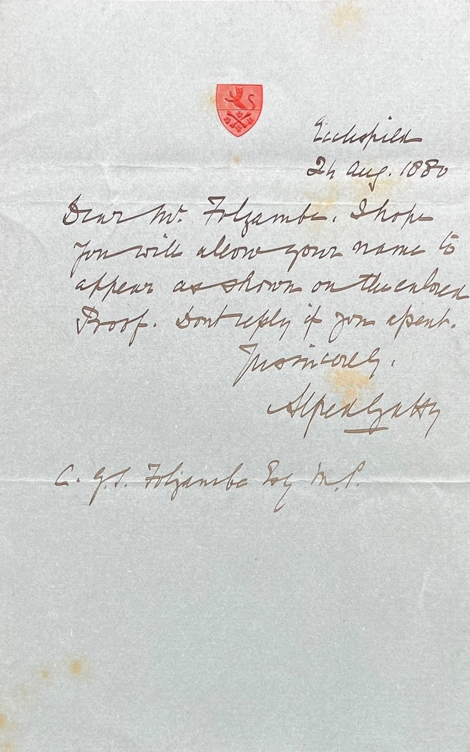 Prospectus [Proof] South Yorkshire. The History and Topography of the Deanery of Doncaster in the Diocese and County of York. [with] ALs from Alfred Gatty.